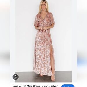 Baltic Born | Uma Velvet Maxi Pink Floral Dress